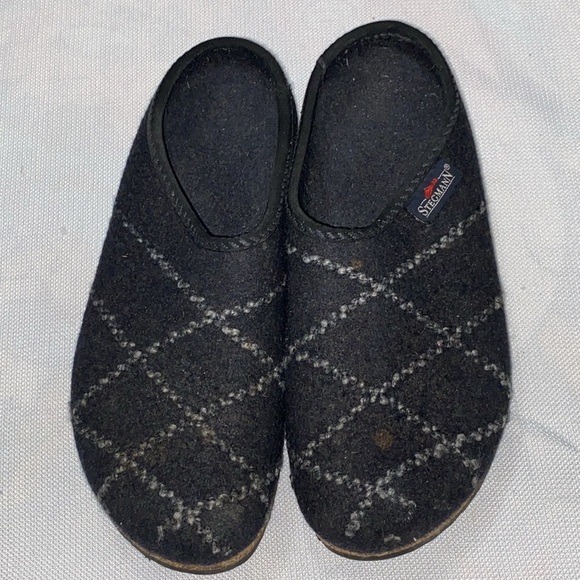 STEGMANN Wo Size 9 (measures 11” )Black and Gray  WOOL Slip-On CLOG/Slippers - Picture 7 of 12